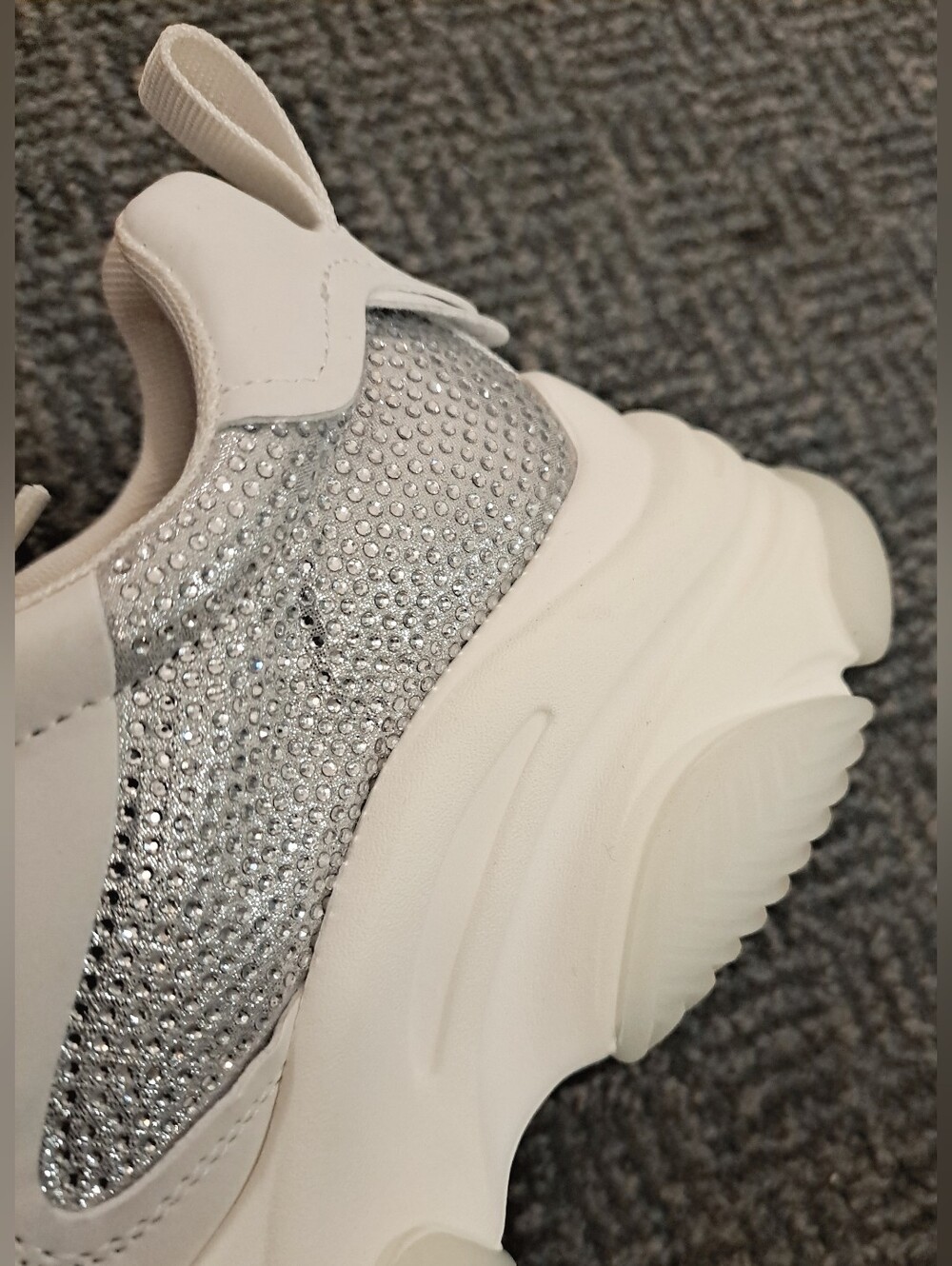Steve Madden Possesso Women's Trainers, White Rhinestone - Picture 4 of 4